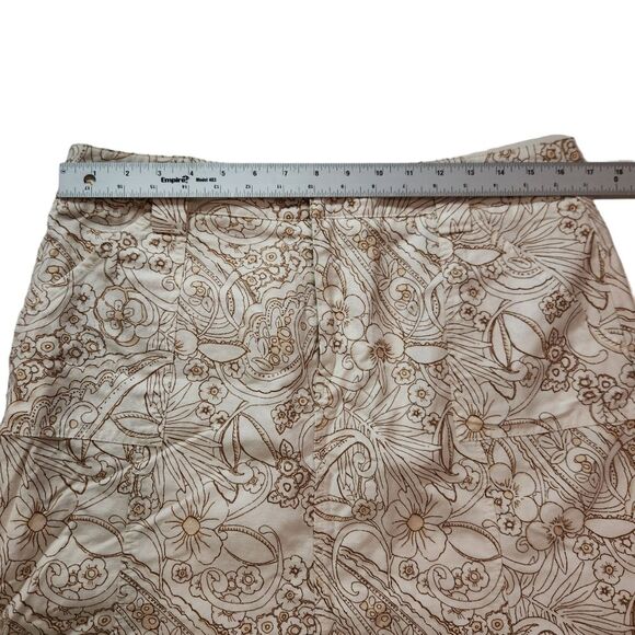Eddie Bauer‎ Floral Skirt Cotton Linen Blend 12P A-Line Flare Hem Cream Brown - Picture 10 of 15